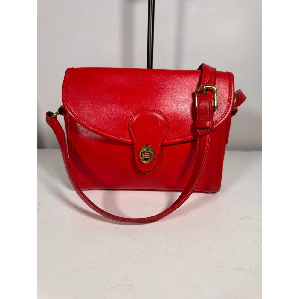 Coach Red Leather Crossbody Bag with Gold Hardware